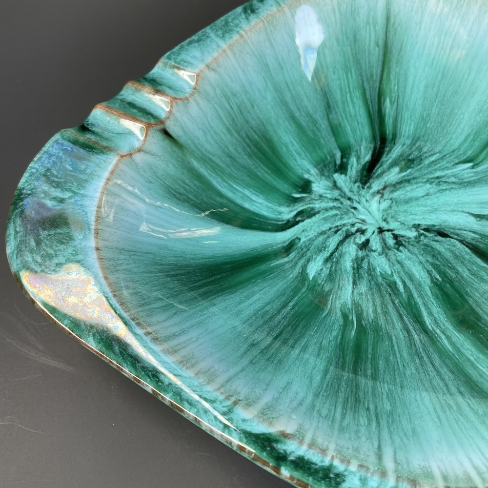 Vintage Blue Mountain Pottery Ashtray Drip Glaze Ornament BMP Canada Green Large - Picture 3 of 8